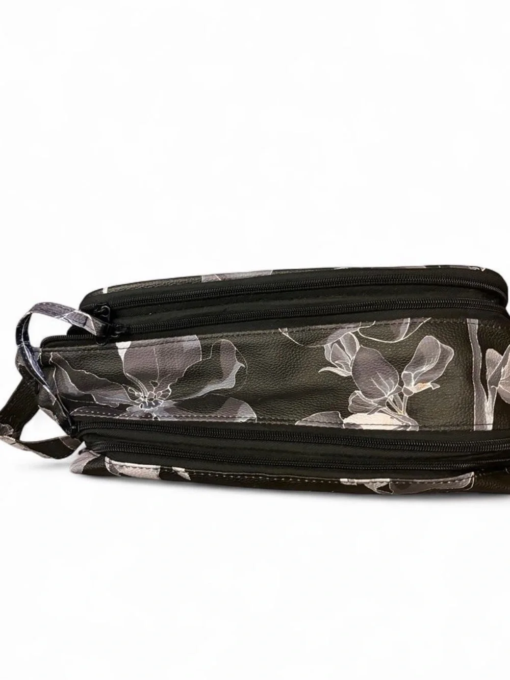 Floral Print Crossbody Bag in Brown and Cream
